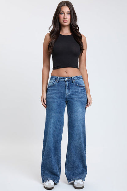 Women's Luxe Bella Wide Leg Jeans in M Medium Blue view 8 - Women'S Luxe Jeans (bottom)
