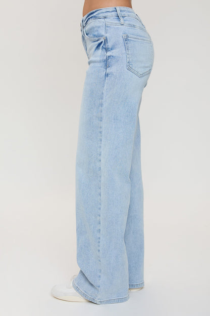 Women's Luxe Bella Wide Leg Jeans in Q Celeste Blue Rips view 18 - Women'S Luxe Jeans (bottom)