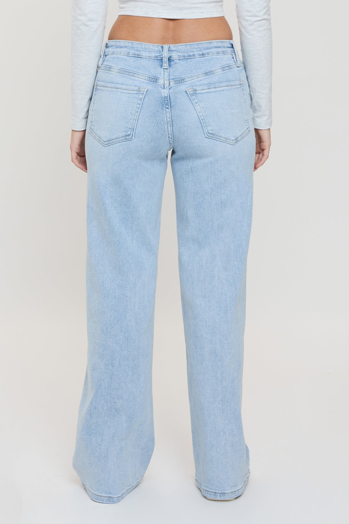 Women's Luxe Bella Wide Leg Jeans in Q Celeste Blue Rips view 19 - Women'S Luxe Jeans (bottom)