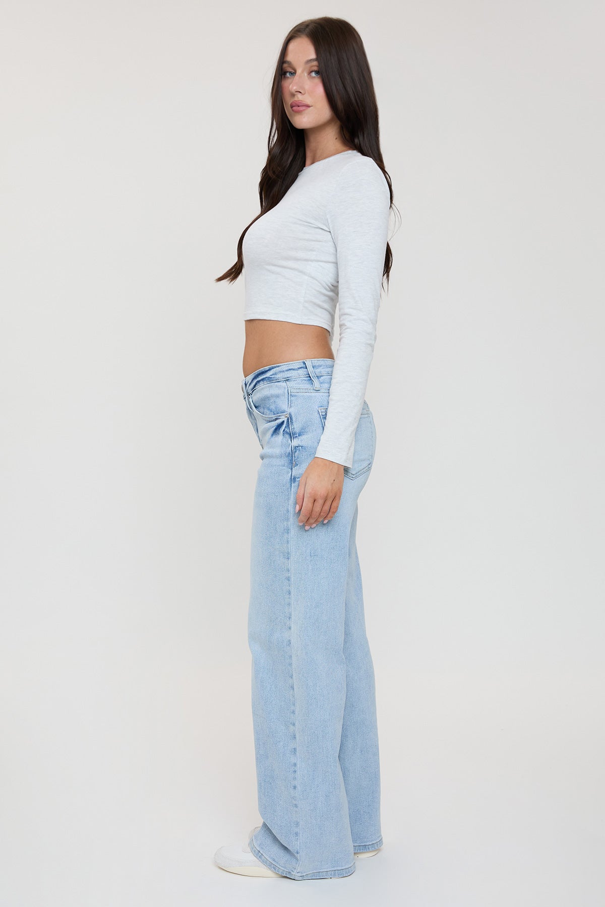 Women's Luxe Bella Wide Leg Jeans in Q Celeste Blue Rips view 21 - Women'S Luxe Jeans (bottom)