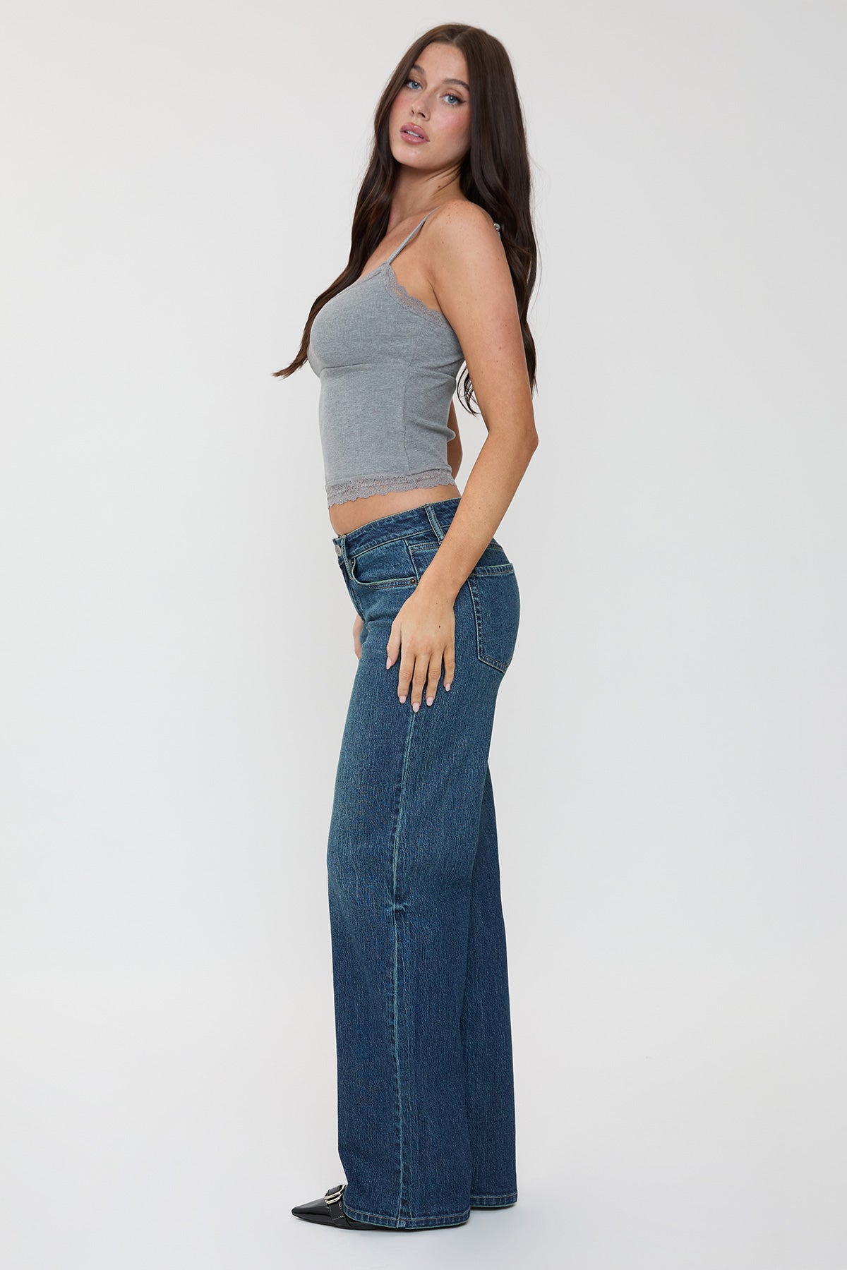 Women's Luxe Britney Wide Leg Jeans in L Light Blue Rips view 24 - Women'S Luxe Jeans (bottom)