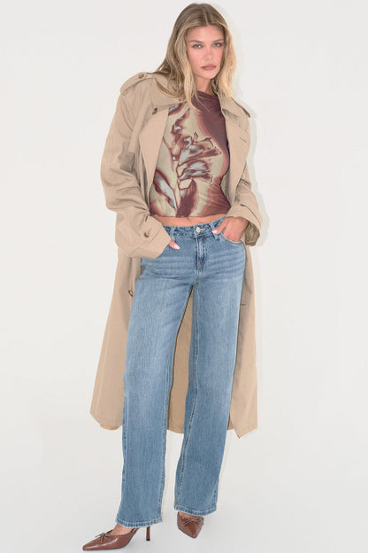 Women's Luxe Britney Wide Leg Jeans in P Deep Sky Blue Rips view 16 - Women'S Luxe Jeans (bottom)