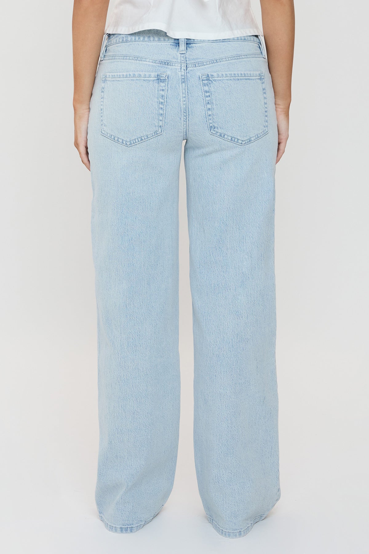 Women's Luxe Britney Wide Leg Jeans in Q Celeste Blue Rips view 5 - Women'S Luxe Jeans (bottom)