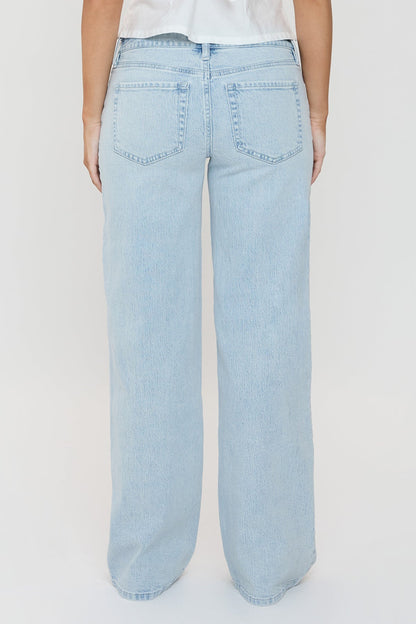 Women's Luxe Britney Wide Leg Jeans in Q Celeste Blue Rips view 5 - Women'S Luxe Jeans (bottom)