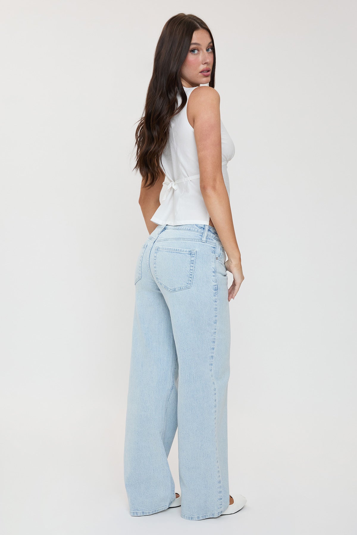 Women's Luxe Britney Wide Leg Jeans in T Tinted Blue Rips view 8 - Women'S Luxe Jeans (bottom)