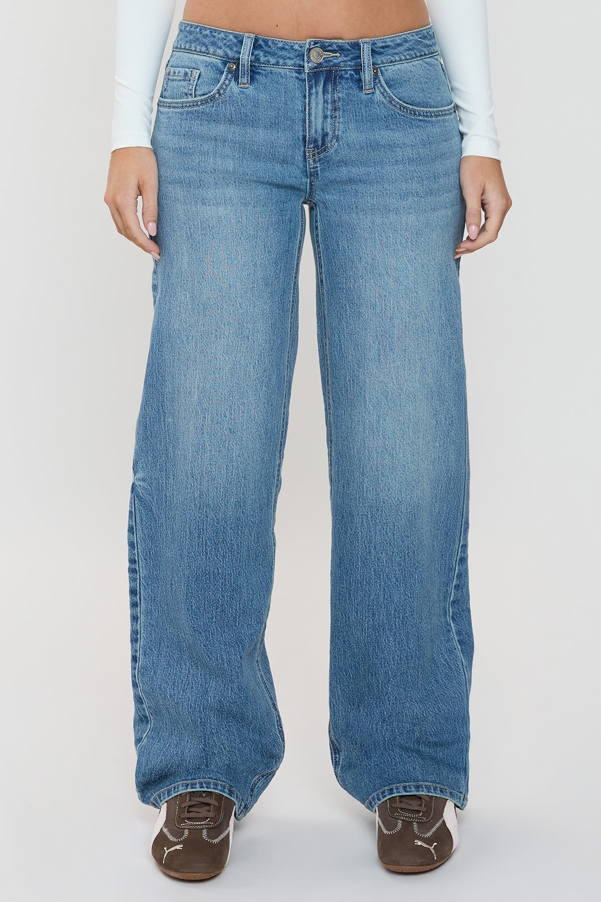 Women's Luxe Britney Wide Leg Jeans in T Tinted Blue Rips view 9 - Women'S Luxe Jeans (bottom)