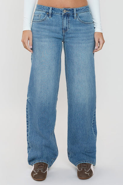 Women's Luxe Britney Wide Leg Jeans in T Tinted Blue Rips view 9 - Women'S Luxe Jeans (bottom)