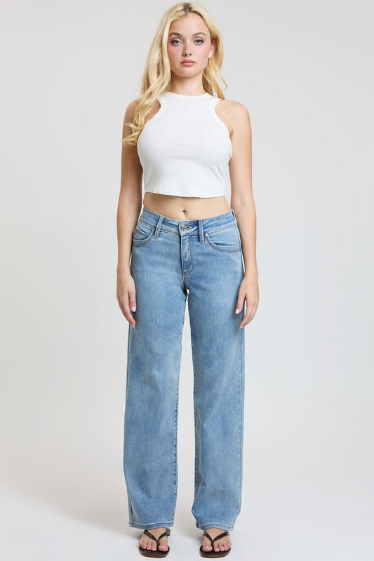 Women's Luxe High Rise Wannabettabutt Straight Jeans in C Sky Blue - High-Waisted - Women'S Luxe Jeans (bottom)