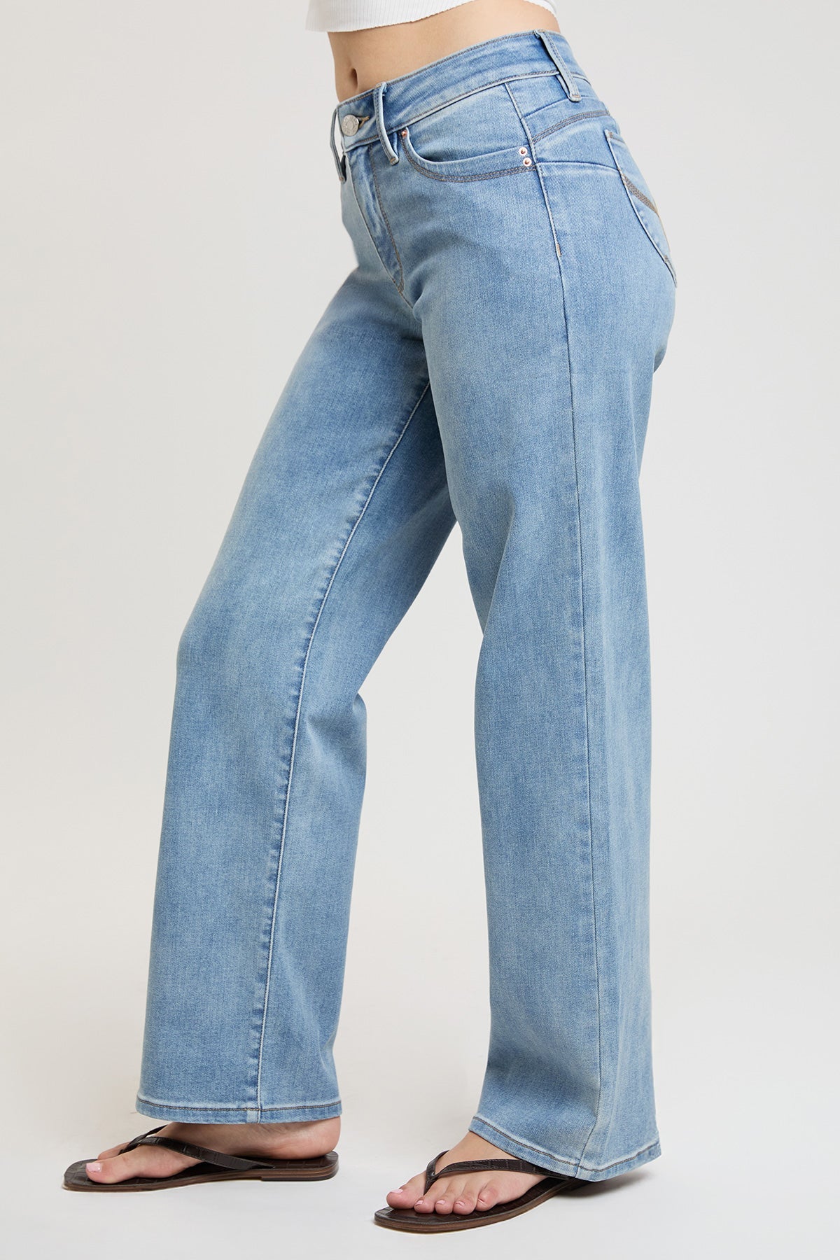 Women's Luxe High Rise Wannabettabutt Straight Jeans in C Sky Blue view 4 - High-Waisted - Women'S Luxe Jeans (bottom)