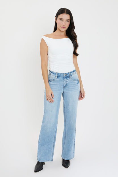 Women's Luxe High Rise Wide Leg Jeans in C Sky Blue view 9 - High-Waisted - Women'S Luxe Jeans (bottom)