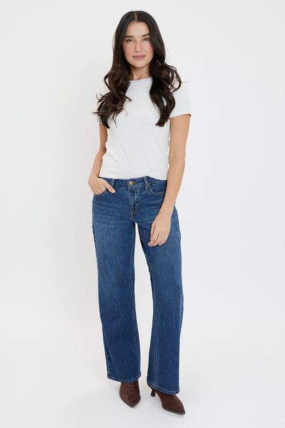 Women's Luxe High Rise Wide Leg Jeans in S Midnight Sky Blue - High-Waisted - Women'S Luxe Jeans (bottom)