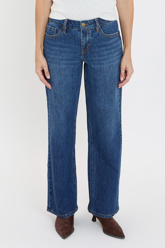 Women's Luxe High Rise Wide Leg Jeans in S Midnight Sky Blue view 2 - High-Waisted - Women'S Luxe Jeans (bottom)