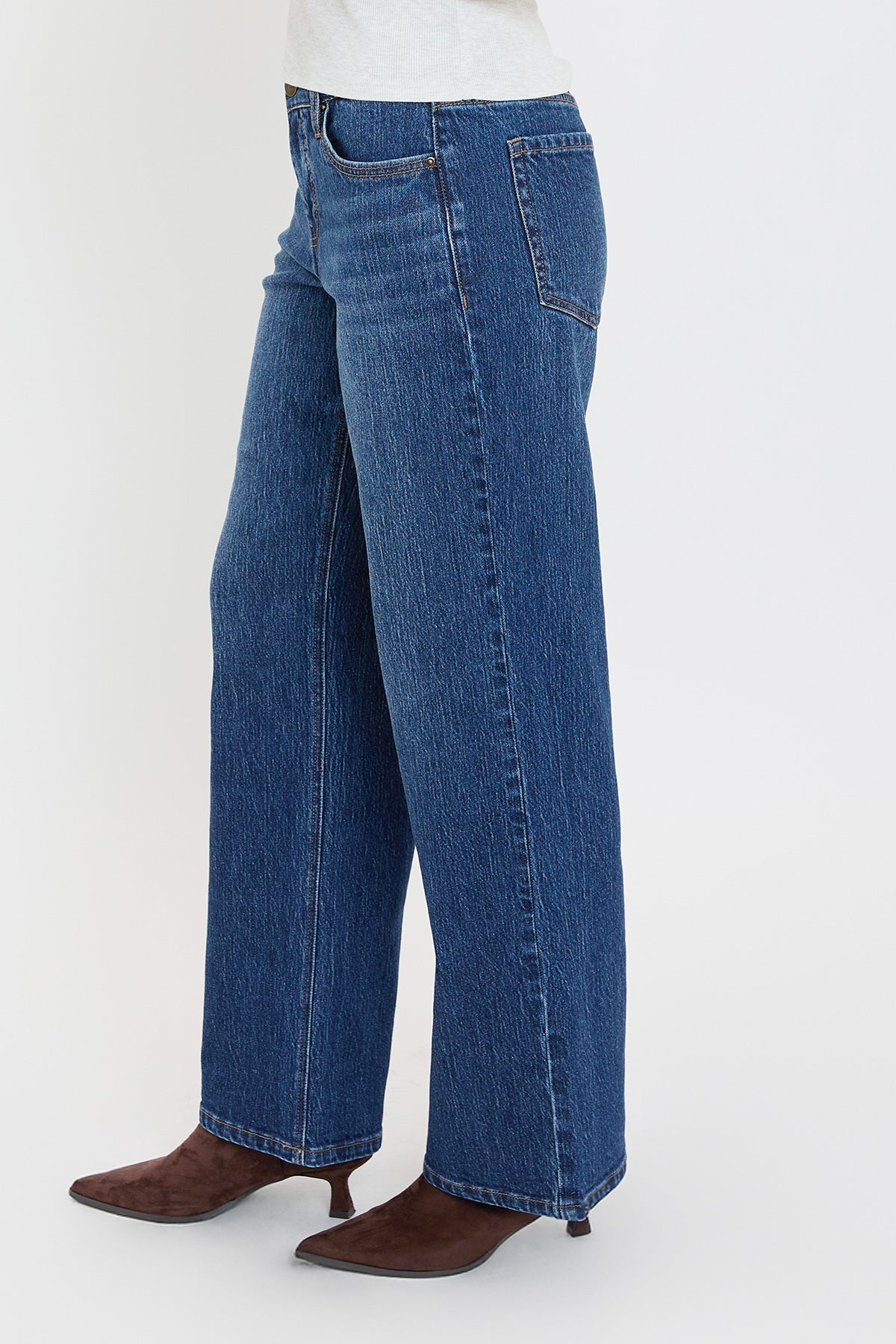 Women's Luxe High Rise Wide Leg Jeans in S Midnight Sky Blue view 3 - High-Waisted - Women'S Luxe Jeans (bottom)