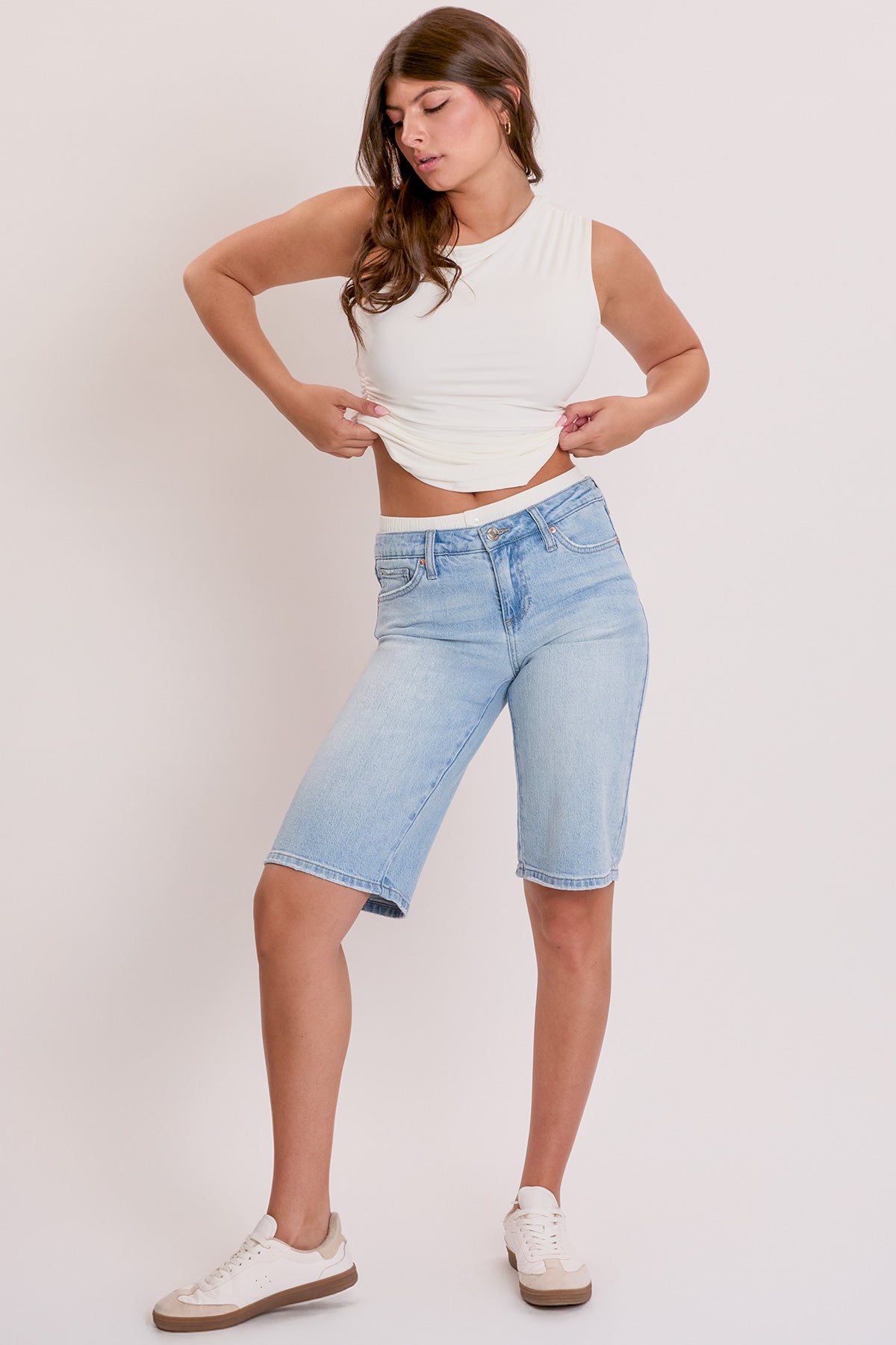 Women's Luxe Jort with Removable Boxer Waist in L Light Blue view 13 (bottom)