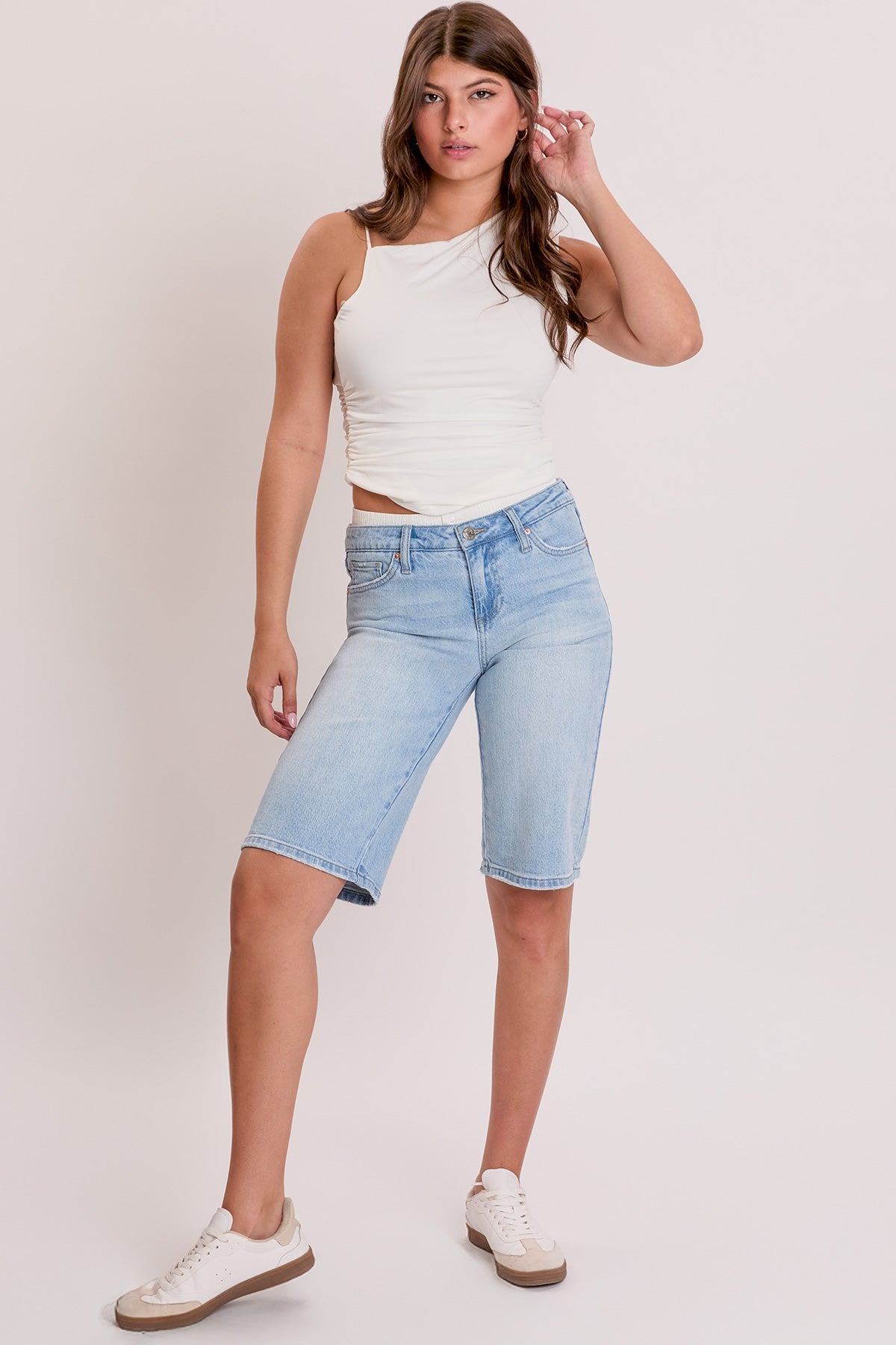 Women's Luxe Jort with Removable Boxer Waist in L Light Blue view 8 (bottom)