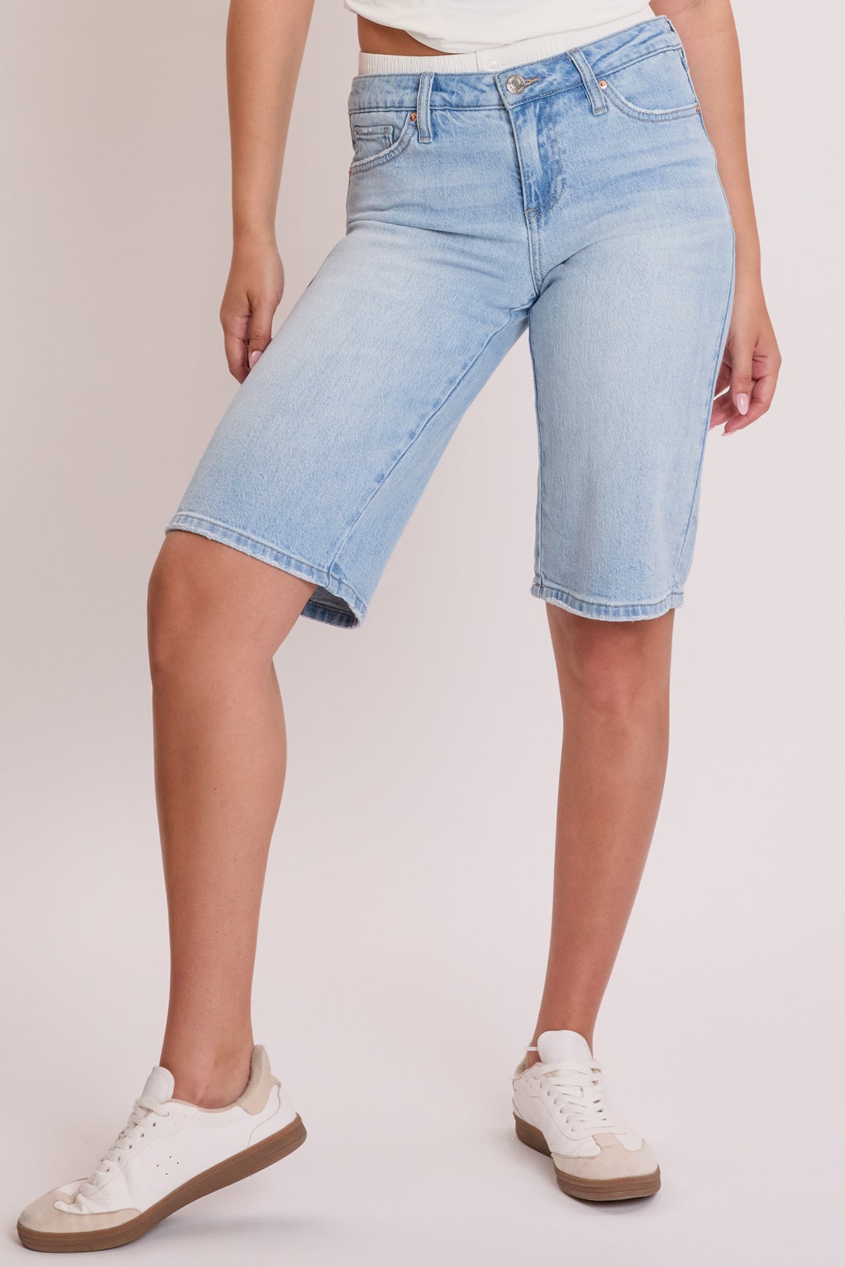 Women's Luxe Jort with Removable Boxer Waist in L Light Blue view 9 (bottom)