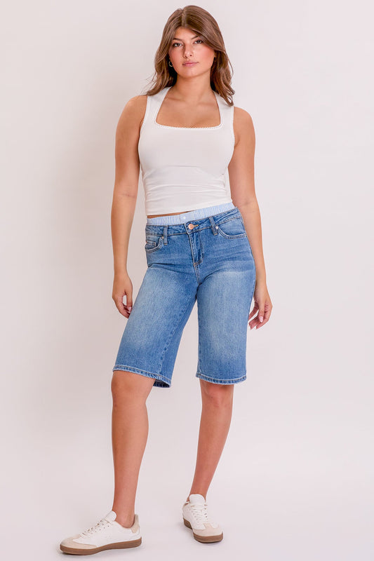 Women's Luxe Jort with Removable Boxer Waist in M Medium Blue view 2 (bottom)