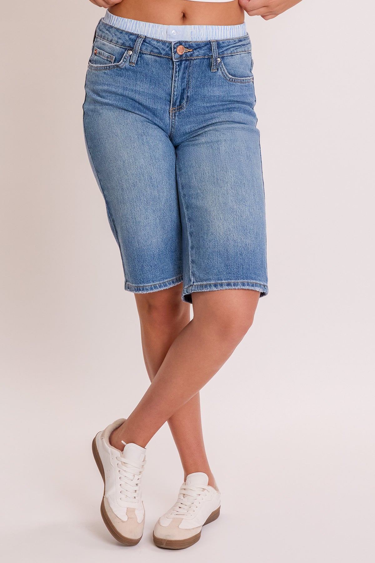 Women's Luxe Jort with Removable Boxer Waist in M Medium Blue view 3 (bottom)