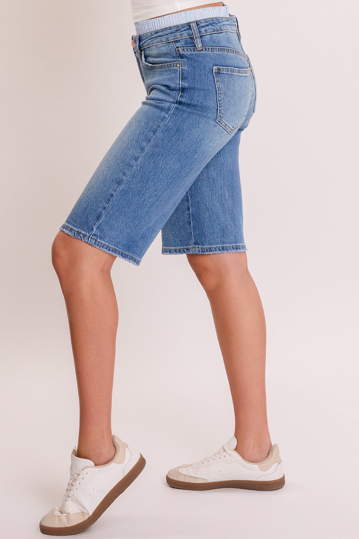 Women's Luxe Jort with Removable Boxer Waist in M Medium Blue view 4 (bottom)