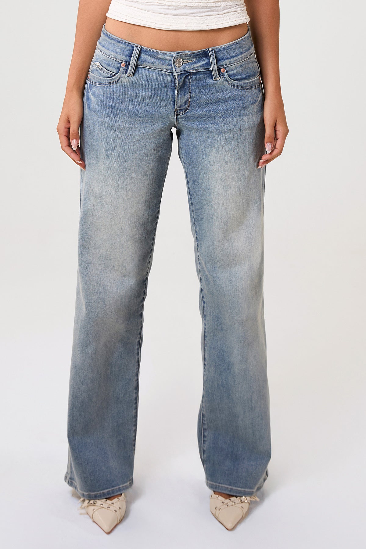 Women's Luxe Low Rise Wannabettabutt Wide Leg Jeans in R Olympic Blue view 10 - Women'S Luxe Jeans (bottom)
