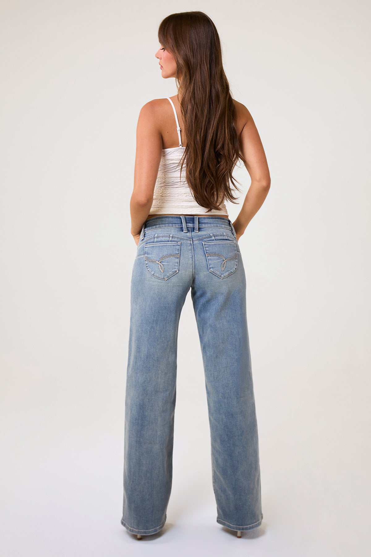Women's Luxe Low Rise Wannabettabutt Wide Leg Jeans in R Olympic Blue view 12 - Women'S Luxe Jeans (bottom)