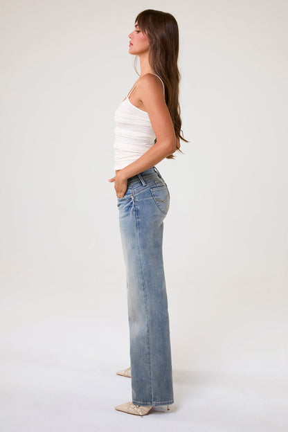 Women's Luxe Low Rise Wannabettabutt Wide Leg Jeans in R Olympic Blue view 13 - Women'S Luxe Jeans (bottom)