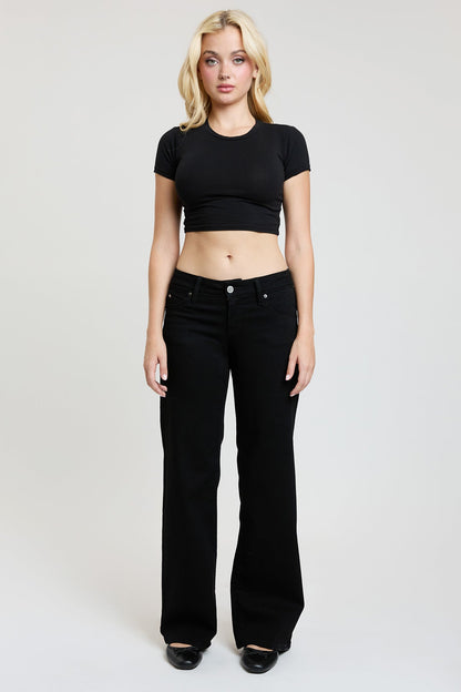 Women's Luxe Low Rise Wannabettabutt Wide Leg Jeans in W Black view 15 - Women'S Luxe Jeans (bottom)