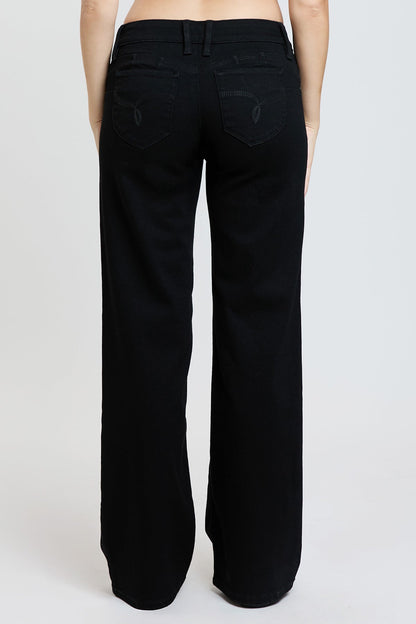 Women's Luxe Low Rise Wannabettabutt Wide Leg Jeans in W Black view 17 - Women'S Luxe Jeans (bottom)