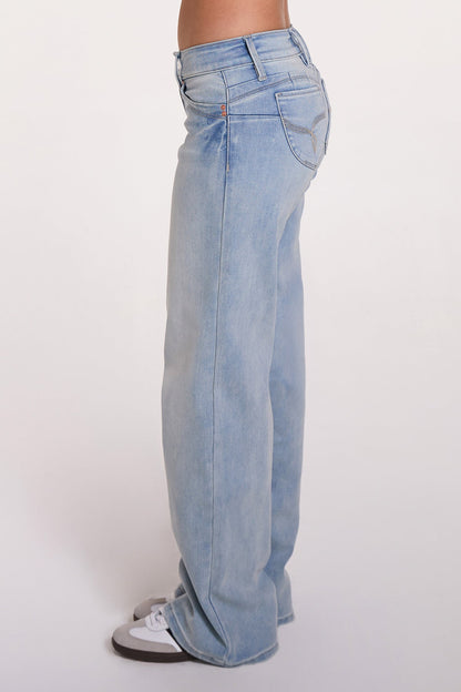 Women's Luxe Low Rise Wannabettabutt Wide Leg Jeans in L Light Blue view 4 - Women'S Luxe Jeans (bottom)