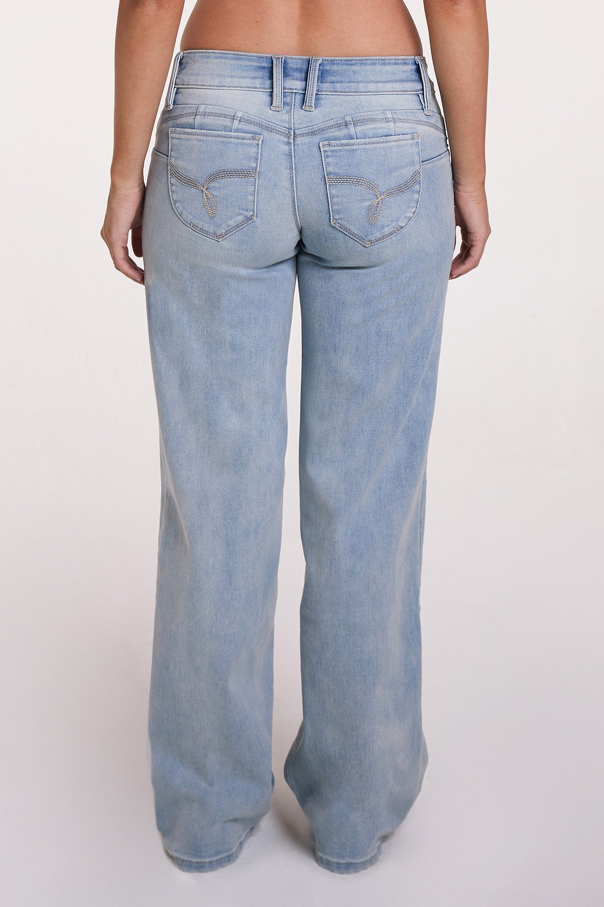 Women's Luxe Low Rise Wannabettabutt Wide Leg Jeans in L Light Blue view 5 - Women'S Luxe Jeans (bottom)
