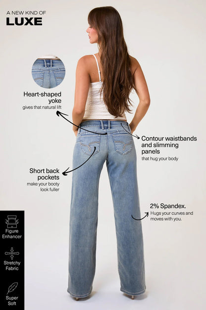Women's Luxe Low Rise Wannabettabutt Wide Leg Jeans in R Olympic Blue view 8 - Women'S Luxe Jeans (bottom)