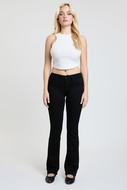 Women's Luxe Mid Rise Wannabettabutt Bootcut Jeans in W Black view 18 - Women'S Luxe Jeans (bottom)