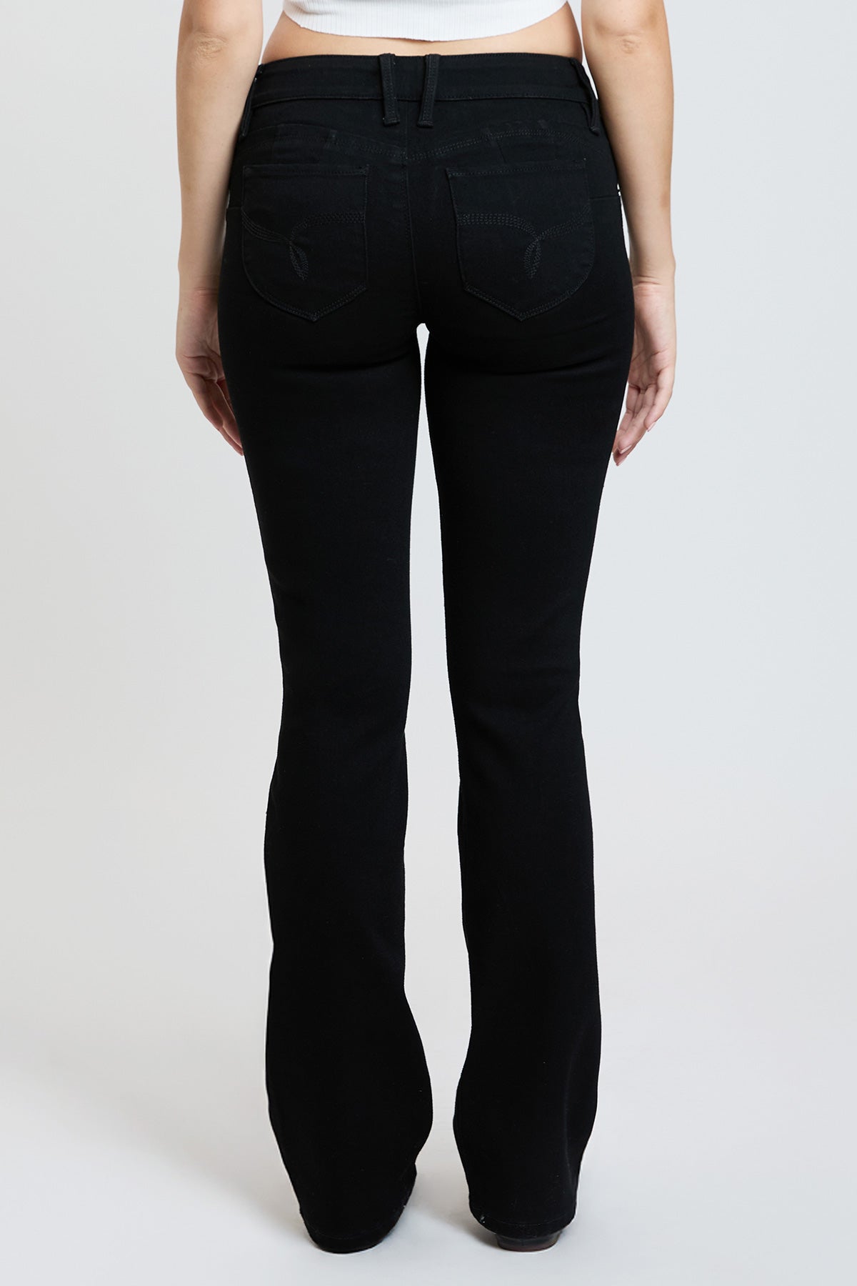 Women's Luxe Mid Rise Wannabettabutt Bootcut Jeans in W Black view 20 - Women'S Luxe Jeans (bottom)
