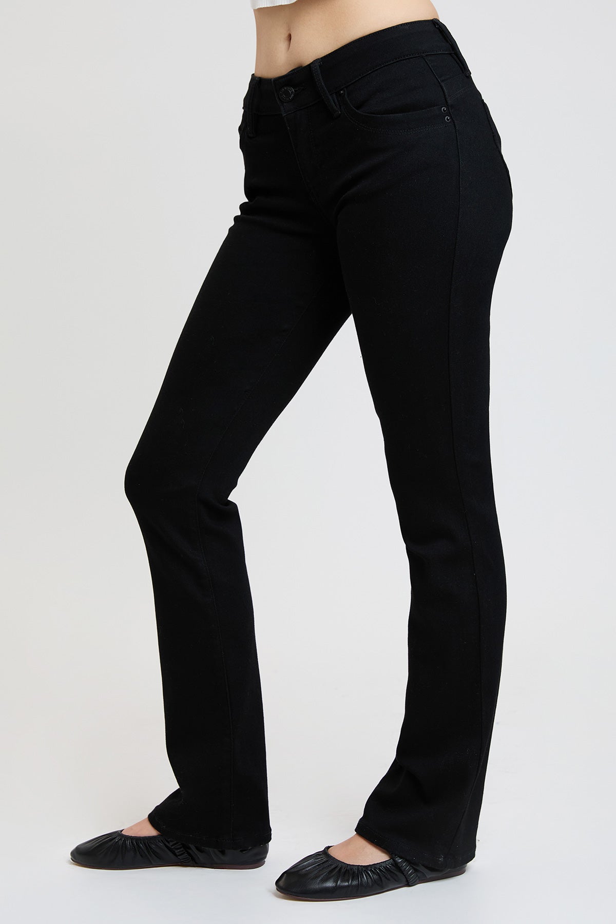 Women's Luxe Mid Rise Wannabettabutt Bootcut Jeans in W Black view 21 - Women'S Luxe Jeans (bottom)