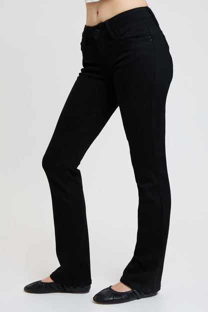 Women's Luxe Mid Rise Wannabettabutt Bootcut Jeans in W Black view 21 - Women'S Luxe Jeans (bottom)