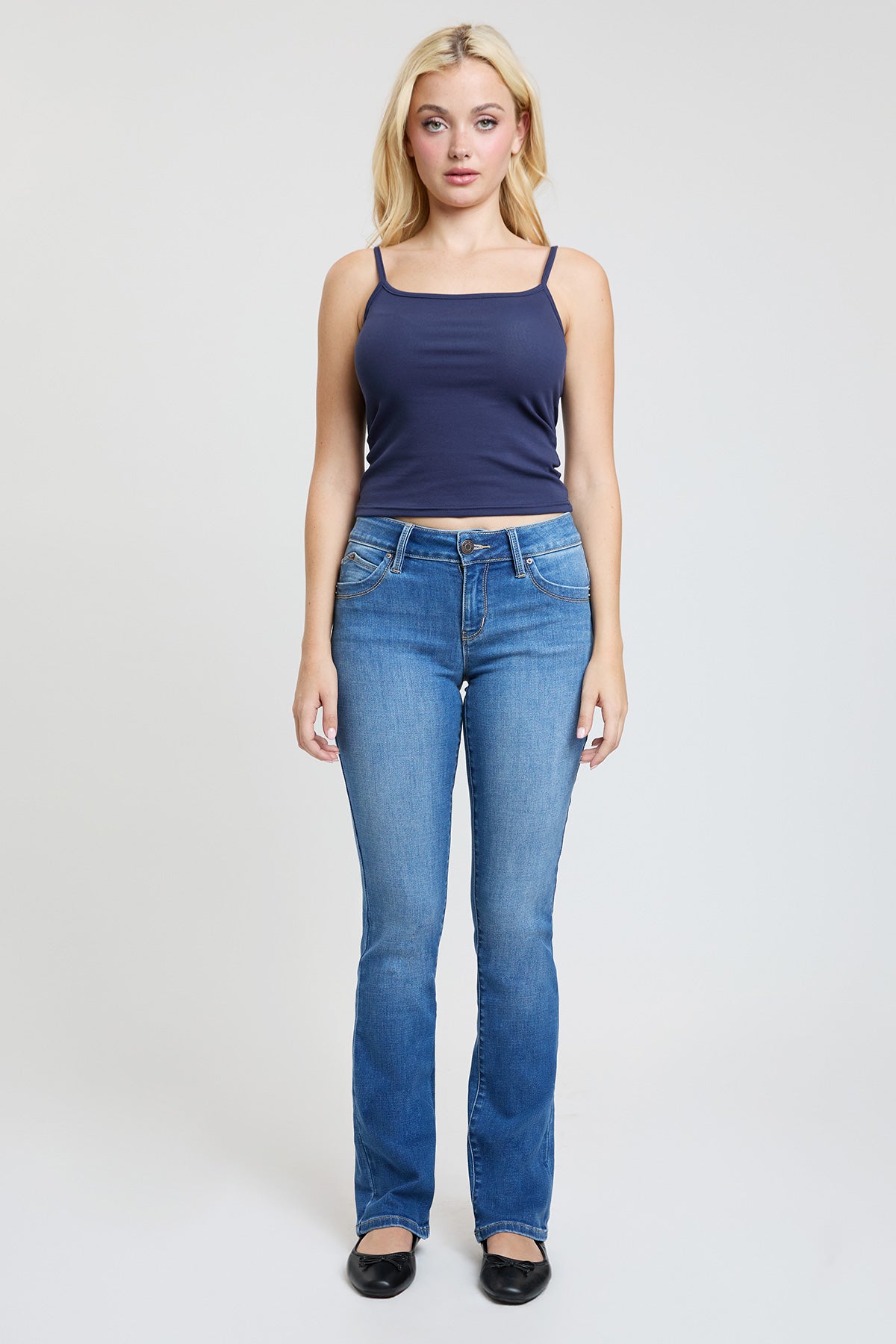 Women's Luxe Mid Rise Wannabettabutt Bootcut Jeans in M Medium Blue view 8 - Women'S Luxe Jeans (bottom)