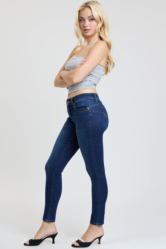 Women's Luxe Mid Rise Wannabettabutt Skinny Jeans in S Midnight Sky Blue - Women'S Luxe Jeans (bottom)