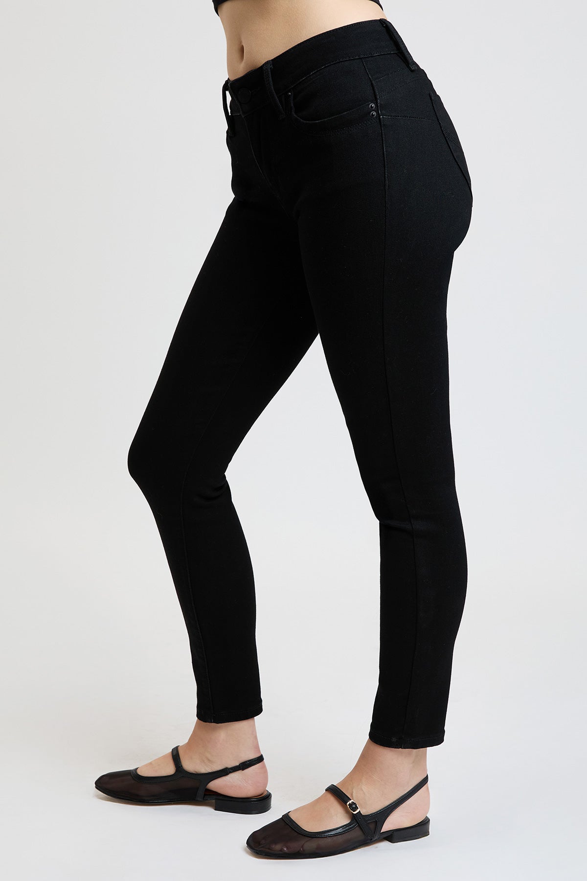 Women's Luxe Mid Rise Wannabettabutt Skinny Jeans in W Black view 13 - Women'S Luxe Jeans (bottom)