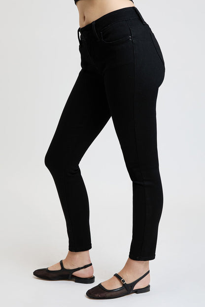 Women's Luxe Mid Rise Wannabettabutt Skinny Jeans in W Black view 13 - Women'S Luxe Jeans (bottom)