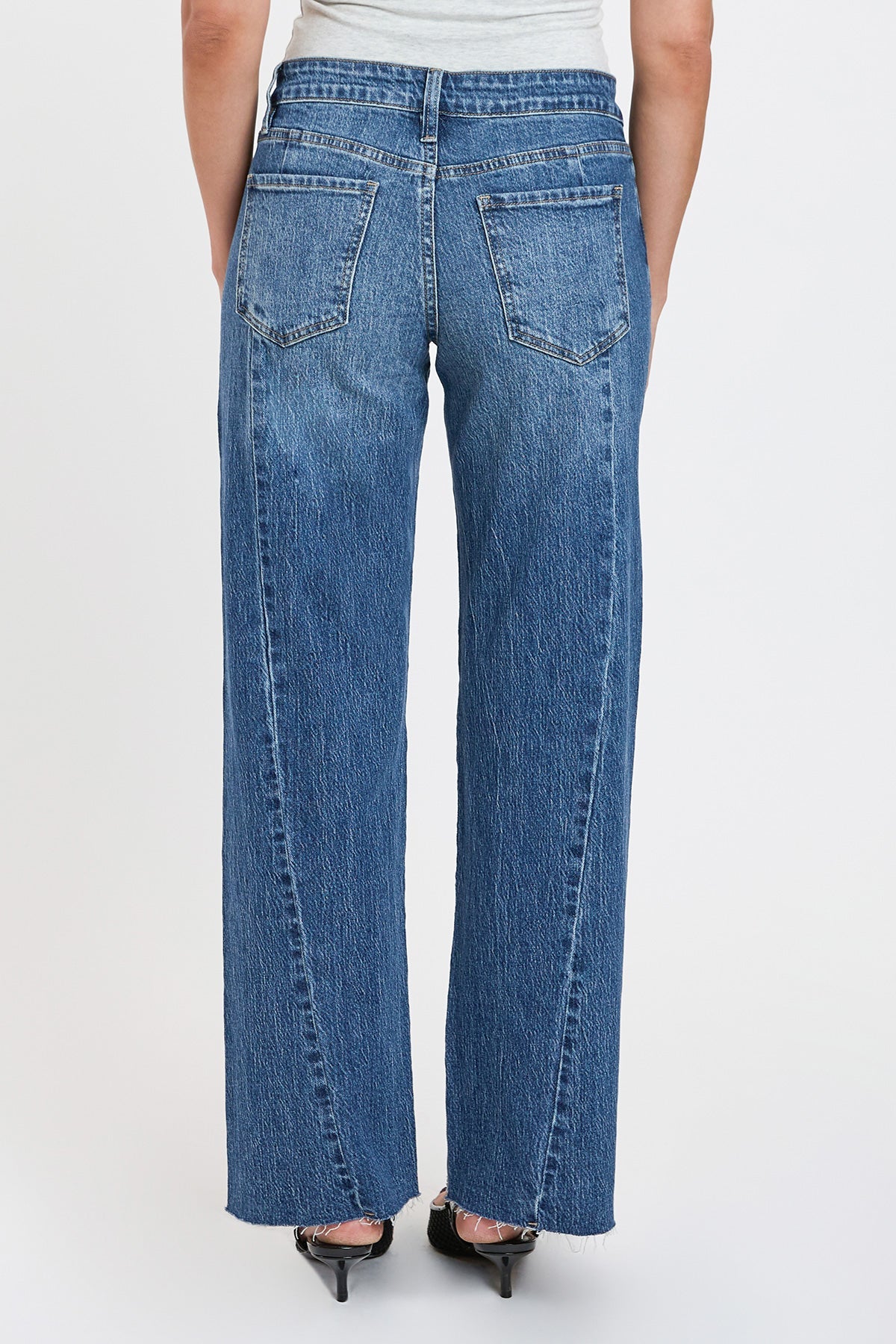 Women's Luxe Wide Leg Jeans with Angled Seam in N Indigo Blue view 4 - Women'S Luxe Jeans (bottom)