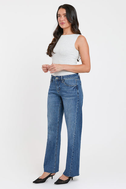 Women's Luxe Wide Leg Jeans with Angled Seam in N Indigo Blue view 5 - Women'S Luxe Jeans (bottom)