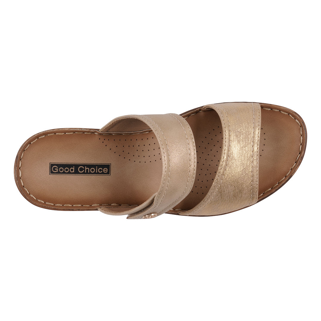 Women's Meli Gold Wedge Sandals Gold view 3 (shoe) - wedge sandals, gold wedge sandals - shop at us.meeeshop