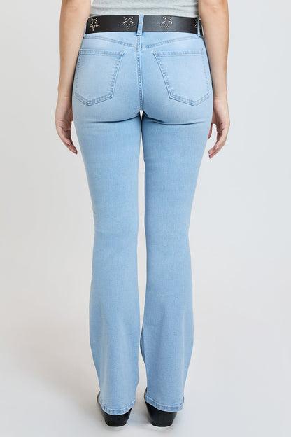 Women's Mid Rise Belted Bootcut Jeans in L Light Blue view 4 - Mid Women'S Jeans (bottom)