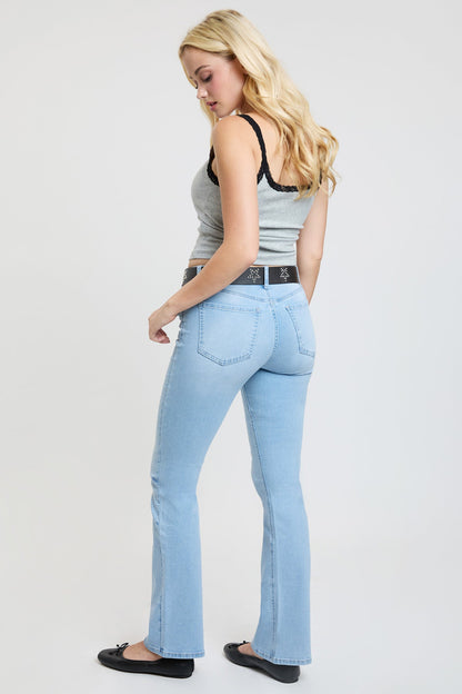 Women's Mid Rise Belted Bootcut Jeans in L Light Blue view 5 - Mid Women'S Jeans (bottom)