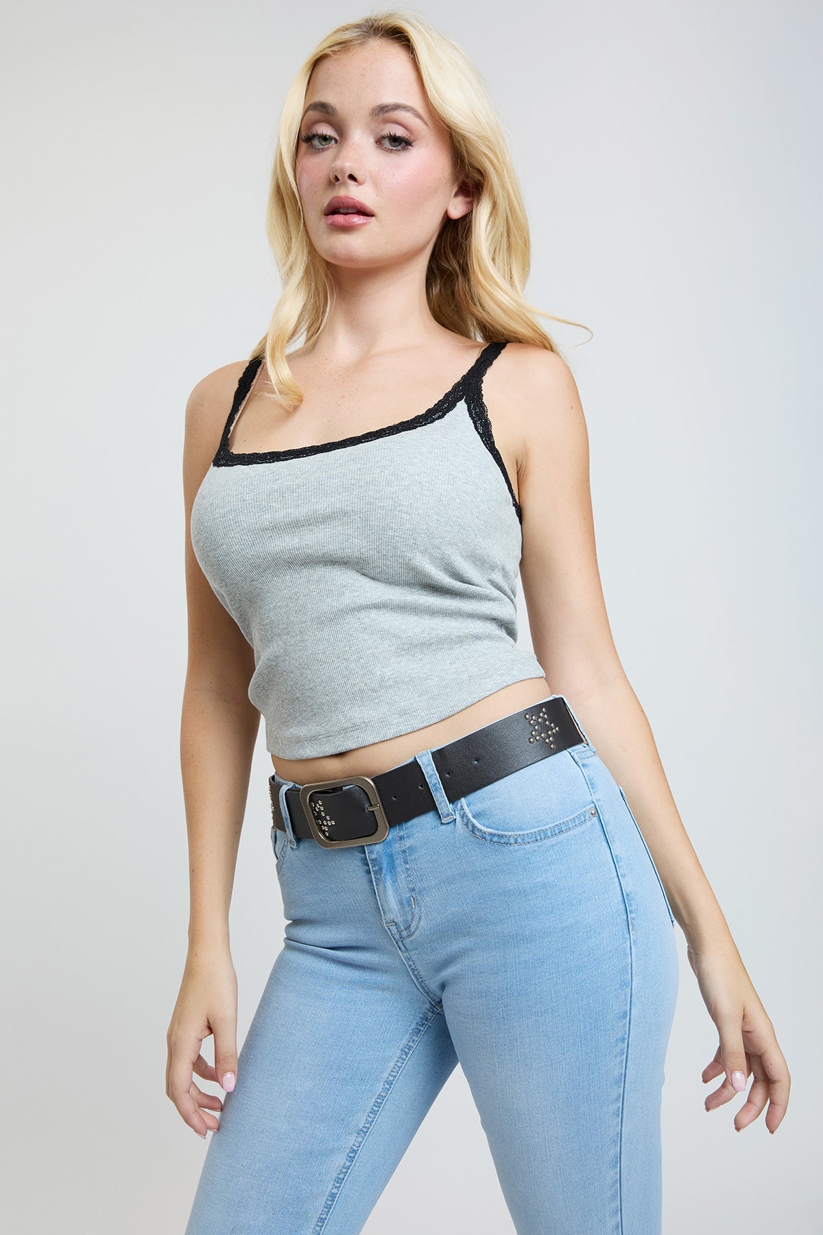 Women's Mid Rise Belted Bootcut Jeans in L Light Blue view 6 - Mid Women'S Jeans (bottom)