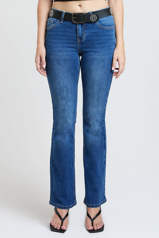 Women's Mid Rise Belted Bootcut Jeans in M Medium Blue view 2 - Mid Women'S Jeans (bottom)