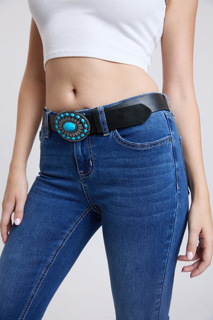 Women's Mid Rise Belted Bootcut Jeans in M Medium Blue Rips view 4 - Mid Women'S Jeans (bottom)