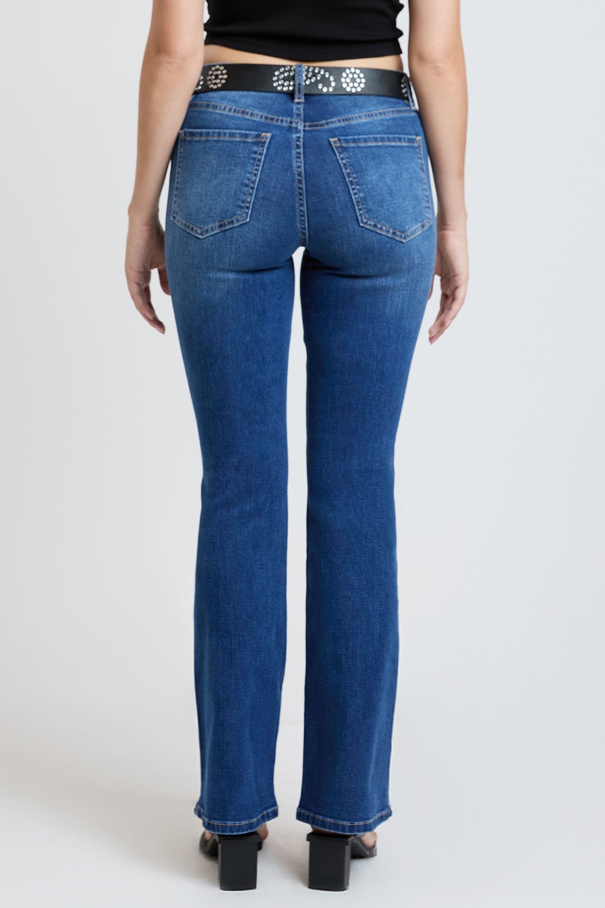 Women's Mid Rise Belted Bootcut Jeans in M Medium Blue view 4 - Mid Women'S Jeans (bottom)