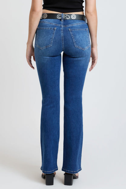 Women's Mid Rise Belted Bootcut Jeans in M Medium Blue view 4 - Mid Women'S Jeans (bottom)