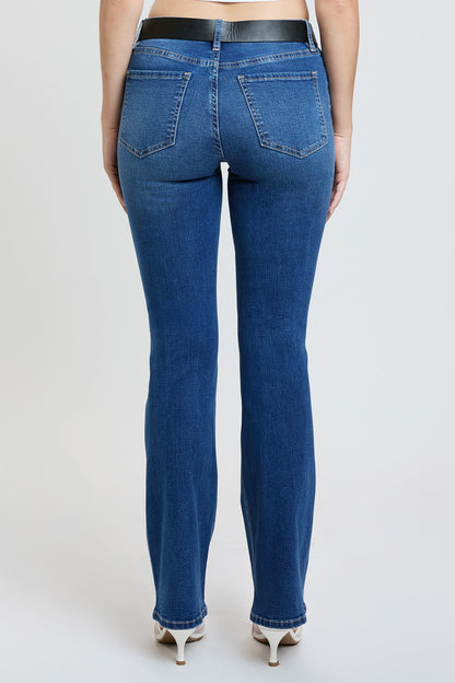 Women's Mid Rise Belted Bootcut Jeans in M Medium Blue Rips view 5 - Mid Women'S Jeans (bottom)